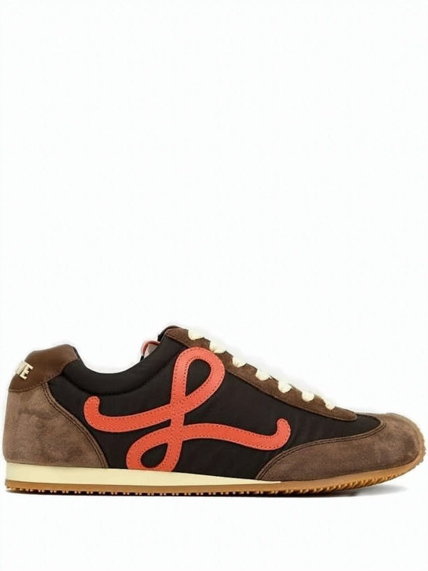 Loewe Calf Leather And Nylon Sneakers With Coral Logo