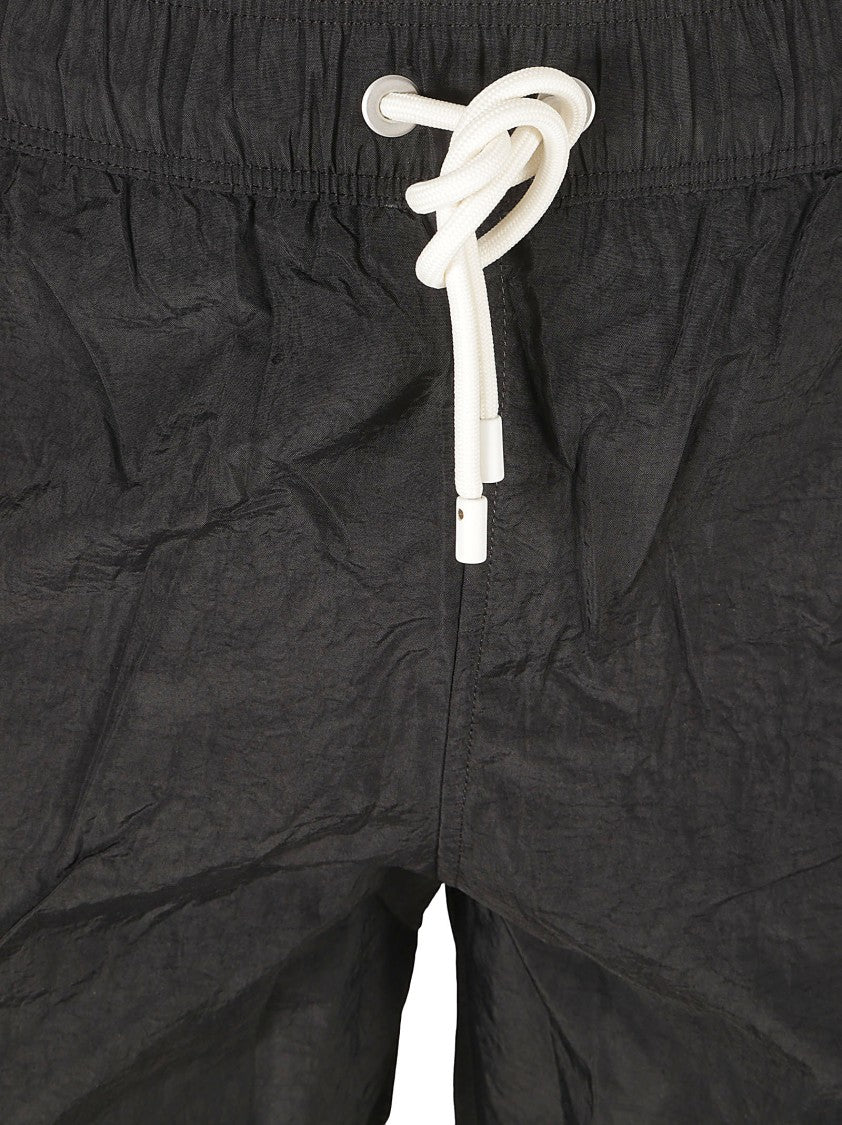 Palm Angels Crinkled Texture Black Shorts With Elastic Waistband