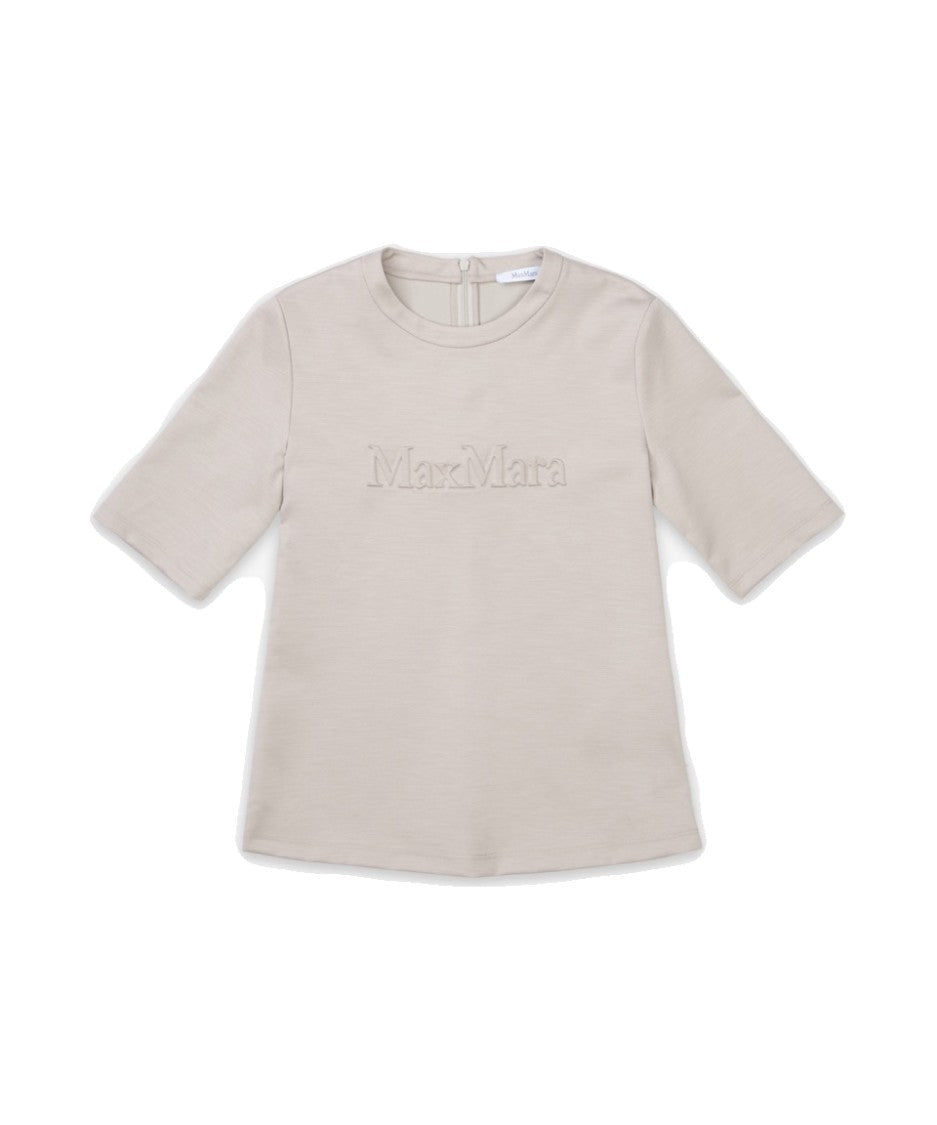 Max Mara Short-Sleeved Wool Top With Embossed Logo Detail