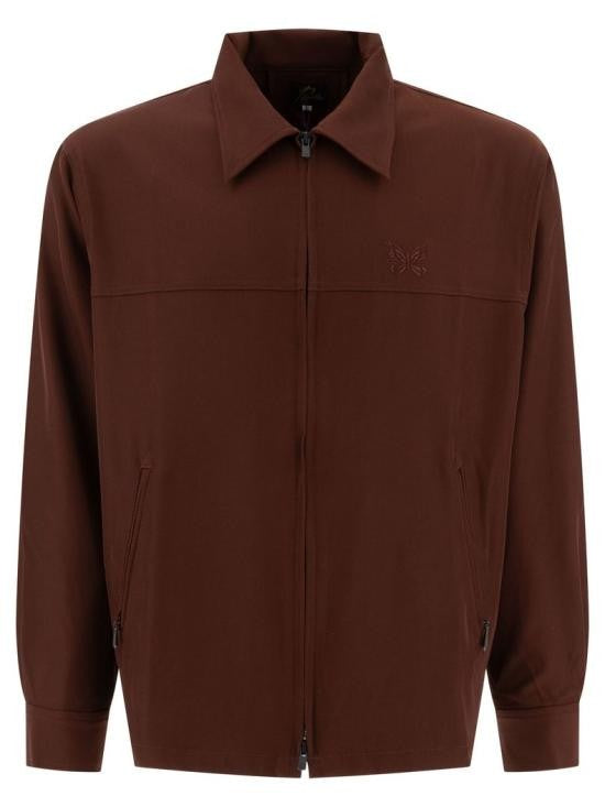Needles Minimalist Brown Jacket With Clean Zipper Closure And Ribbed Cuffs