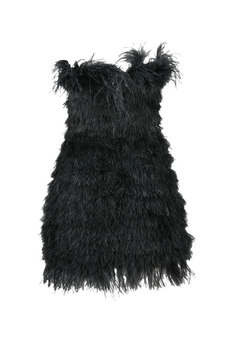 Sportmax Dress With Ostrich Feathers - Black