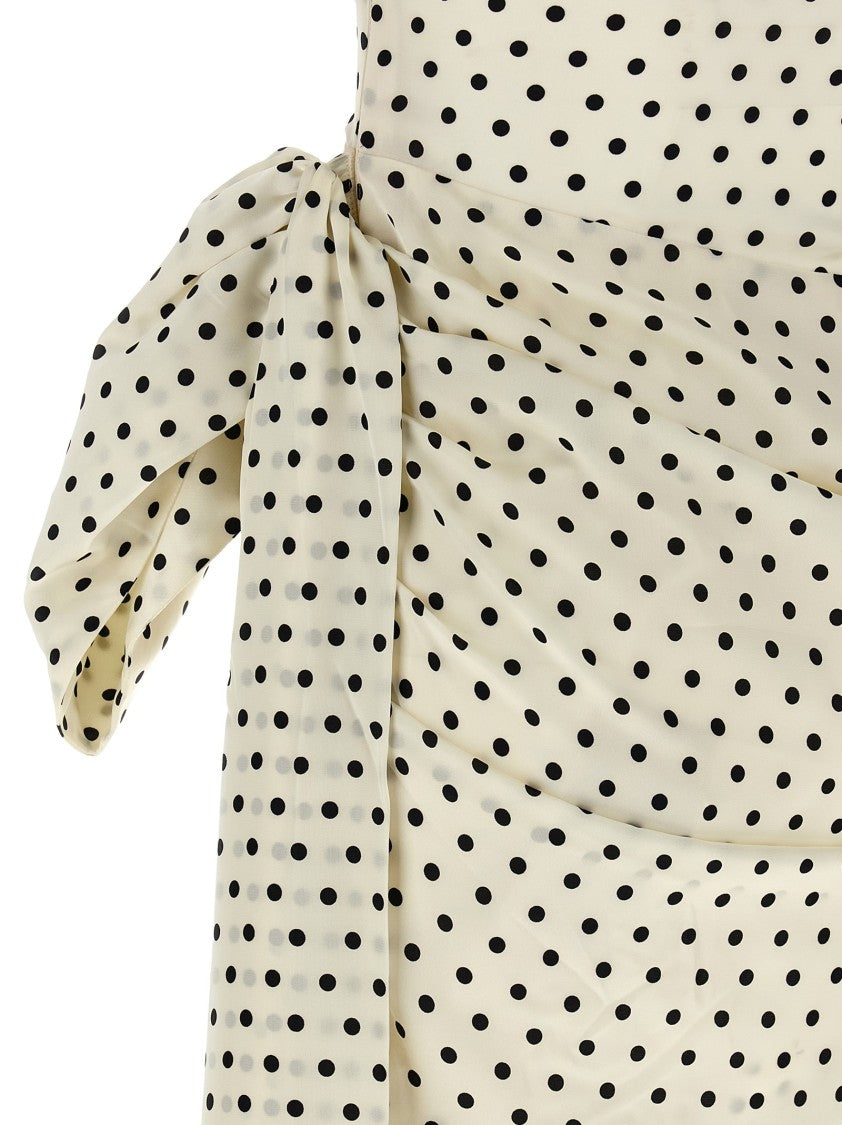 Self-Portrait 'Polka Dot Satin Tie Side Mini' Dress