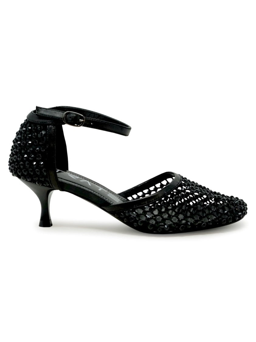 Elena Iachi R15 Black Leather/Glitter Sandals