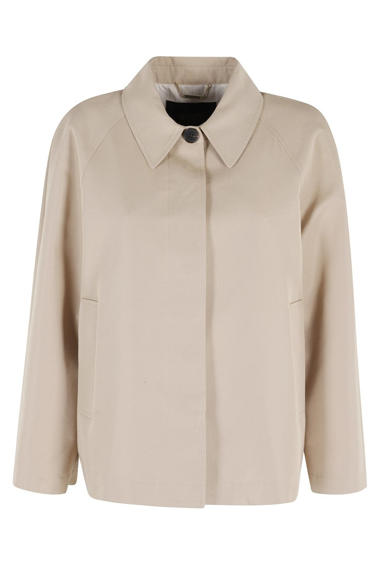 Seventy Beige Trench Jacket Back-Cape Cotton Jacket