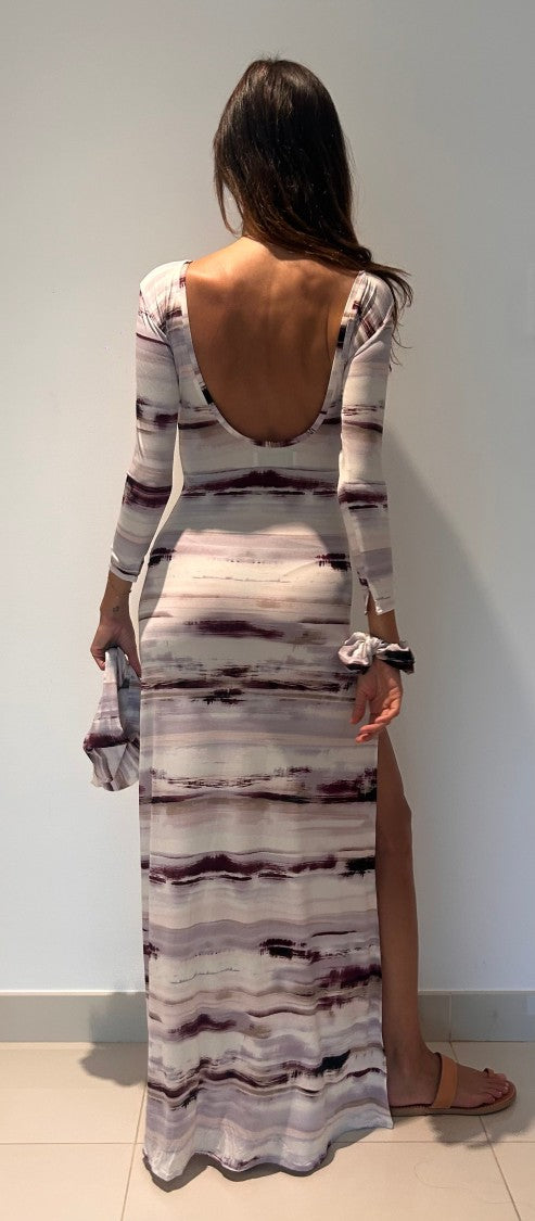 Hawa Made From Love Maha Abstract Stripe Maxi Dress
