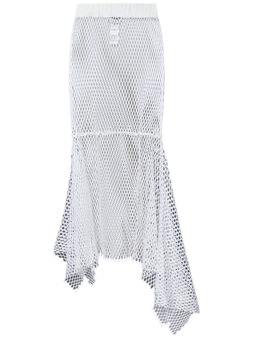 Msgm Asymmetric White Cotton Knit Skirt