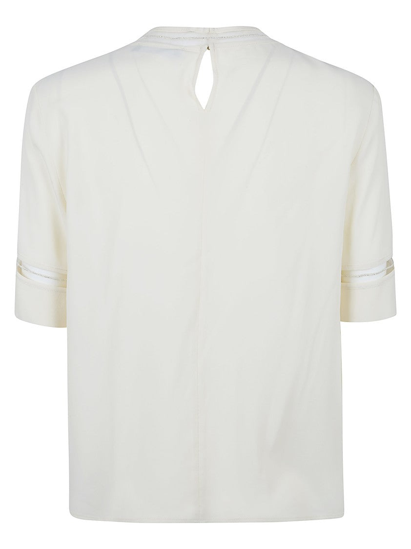 Fabiana Filippi Short-Sleeved Top In Washed Crepe De Chine