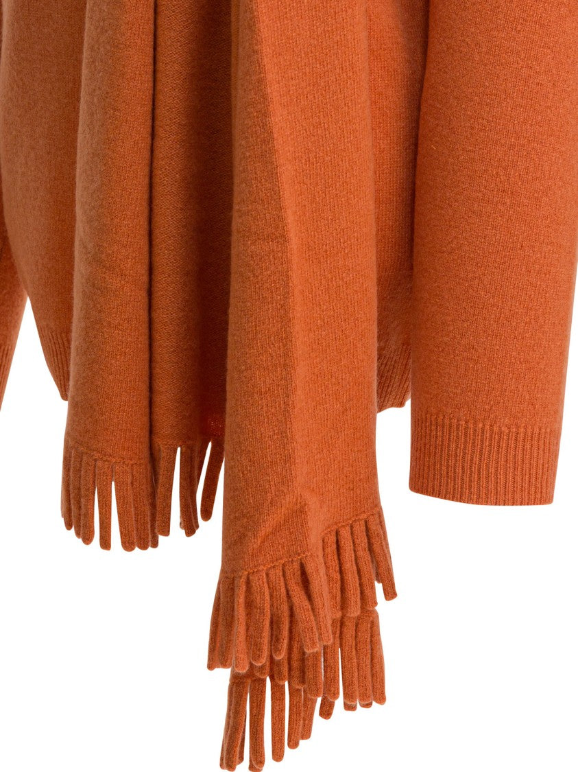 Sandbeige Knit Sweater With Integrated Scarf