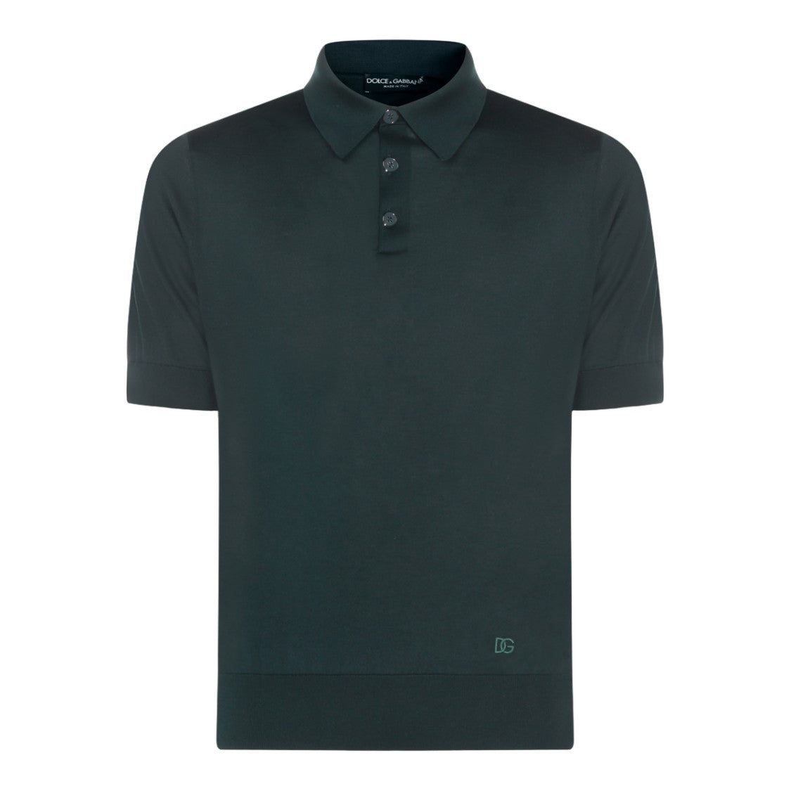 Dolce & Gabbana Dark Green Polo Shirt With Classic Collar