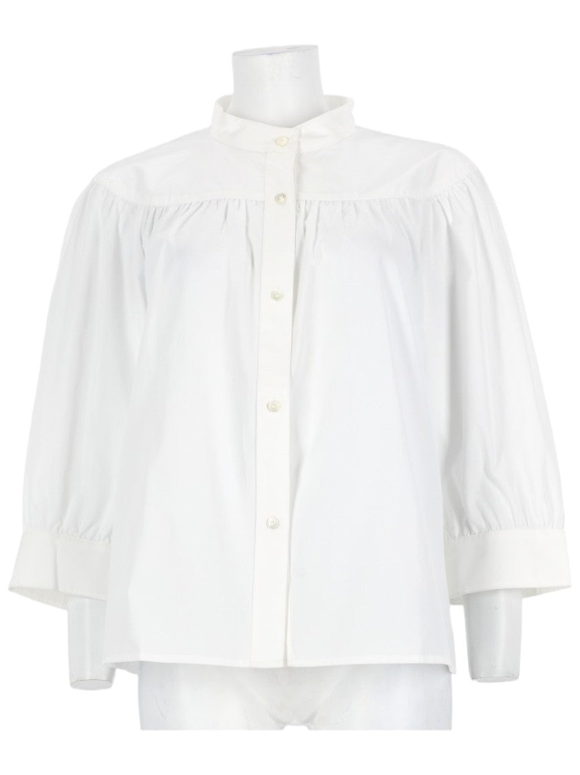 A.P.C. Natalie High-Collared Loose Organic Cotton Blouse