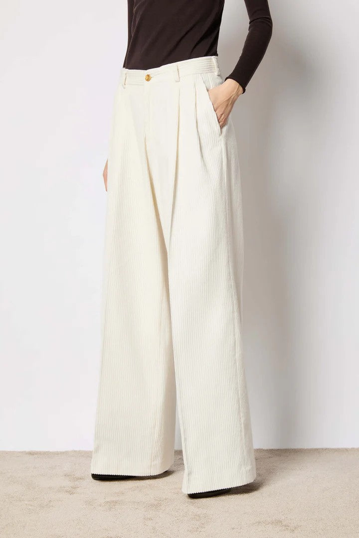 L.B.M. 1911 High-Waist Wide-Leg Pants With Ribbed Texture