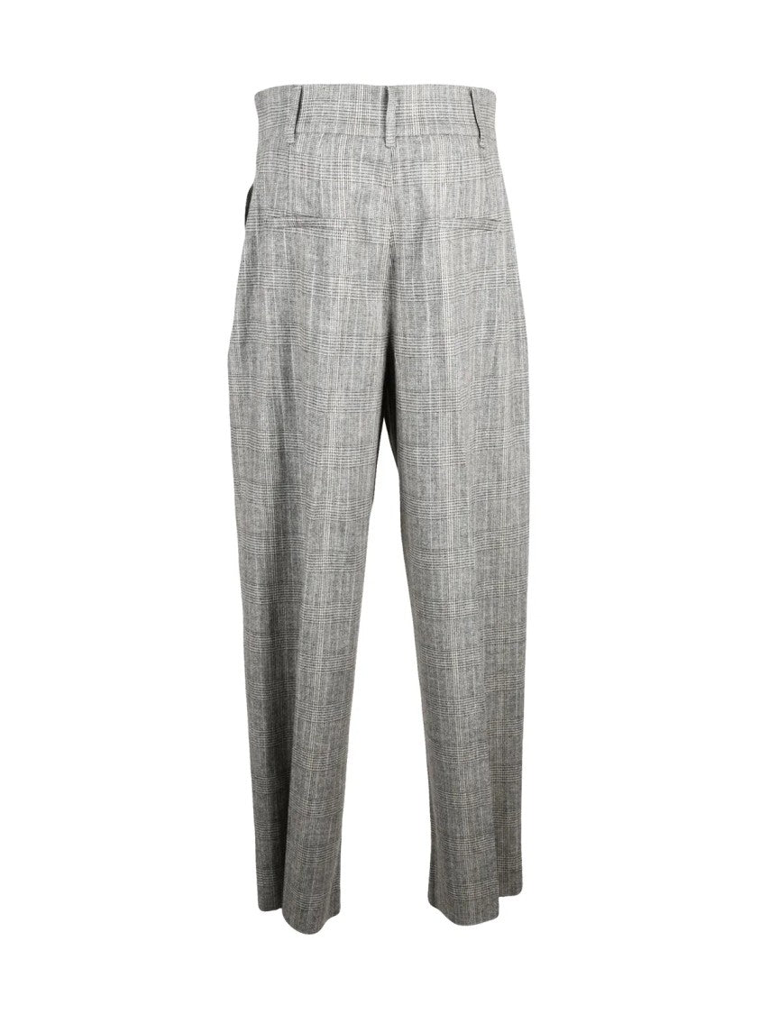 Marella Tailored Grey Trousers With Subtle Checkered Pattern