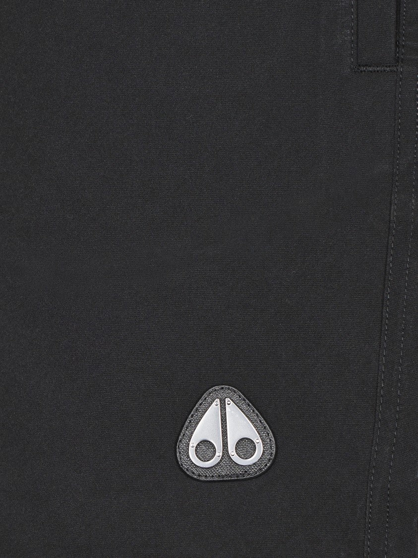 Moose Knuckles Minimalist Black Swim Shorts With Elastic Waistband