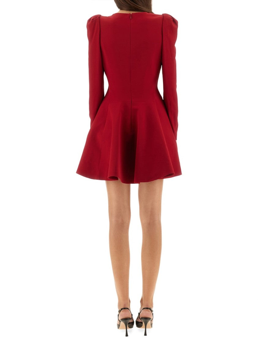 Alexander Mcqueen Fitted Flared Minidress With Structured Shoulders