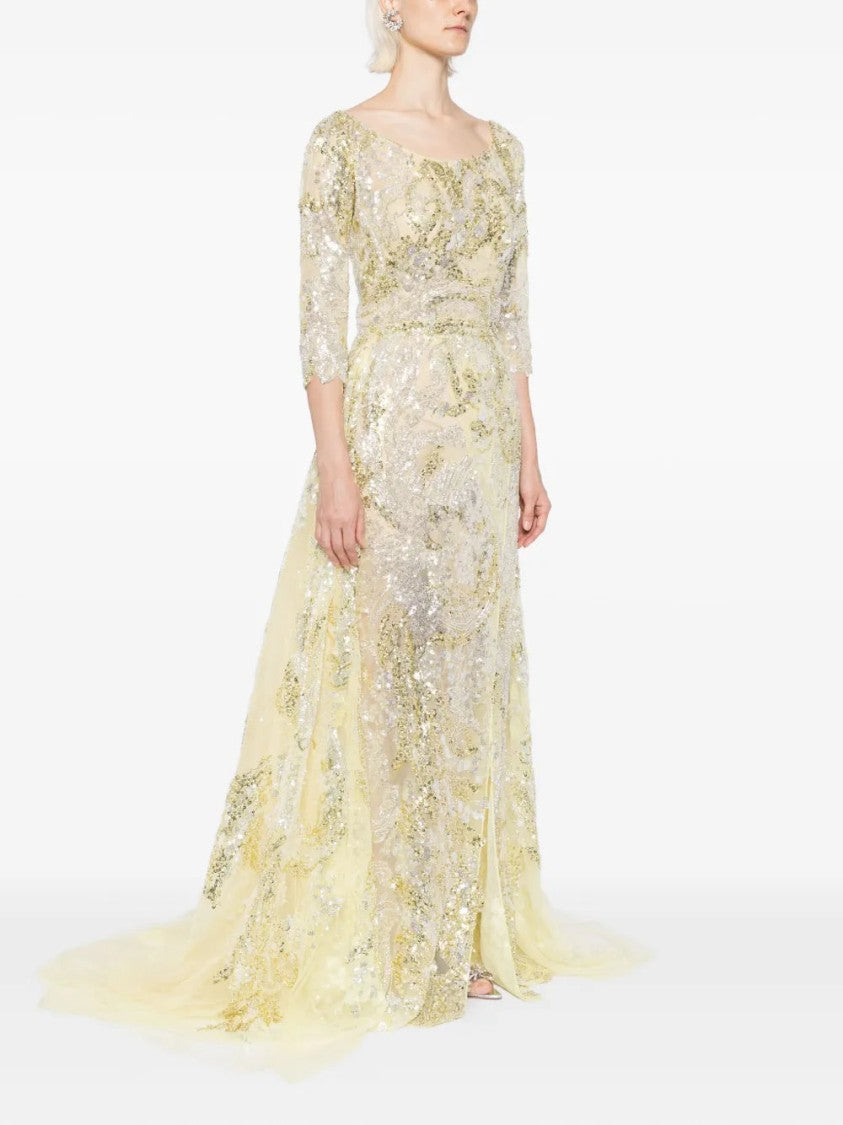 Saiid Kobeisy Embroidered Long Dress With Overskirt