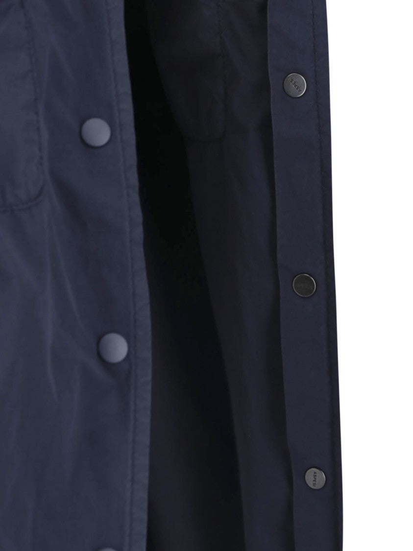 Aspesi Dark Navy Relaxed Fit Flap Shirt