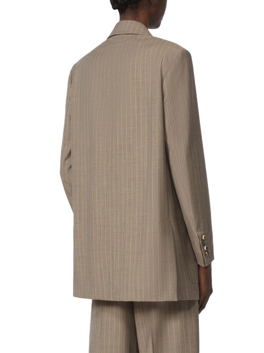 Max Mara Pinstripe Virgin Wool Double-Breasted Blazer
