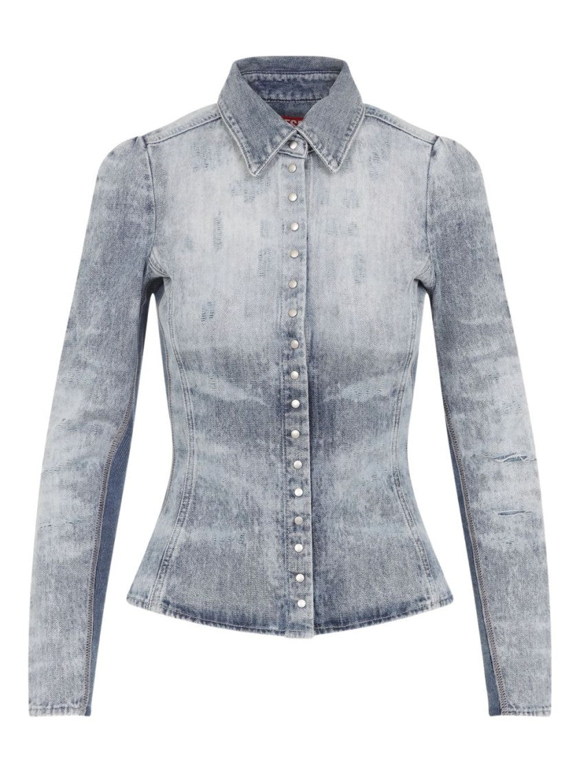 Diesel Fitted Light Blue Denim Top