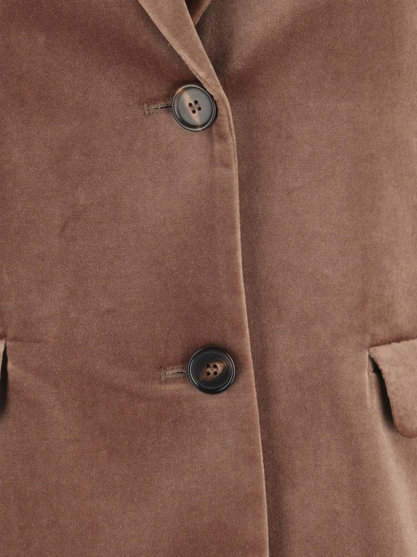 Max Mara Tailored Brown Velvet Jacket With Notched Lapel