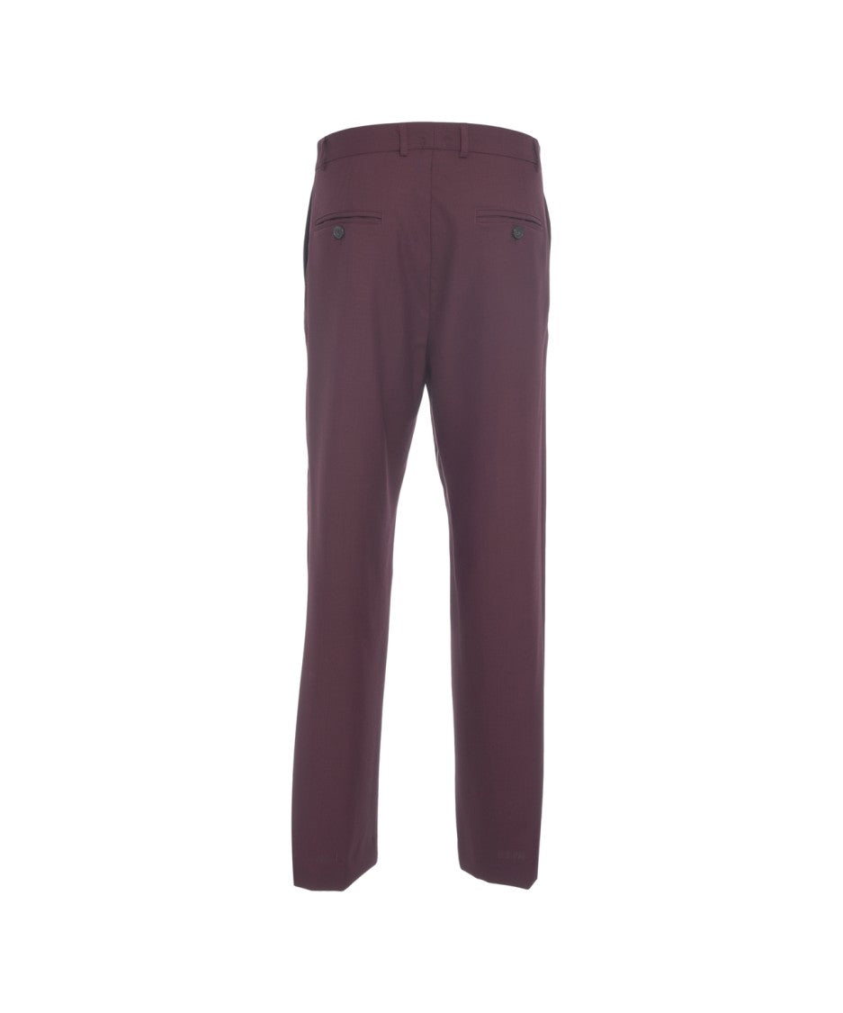 Amaranto Straight-Cut Violet Chino Trousers With Classic Waistband