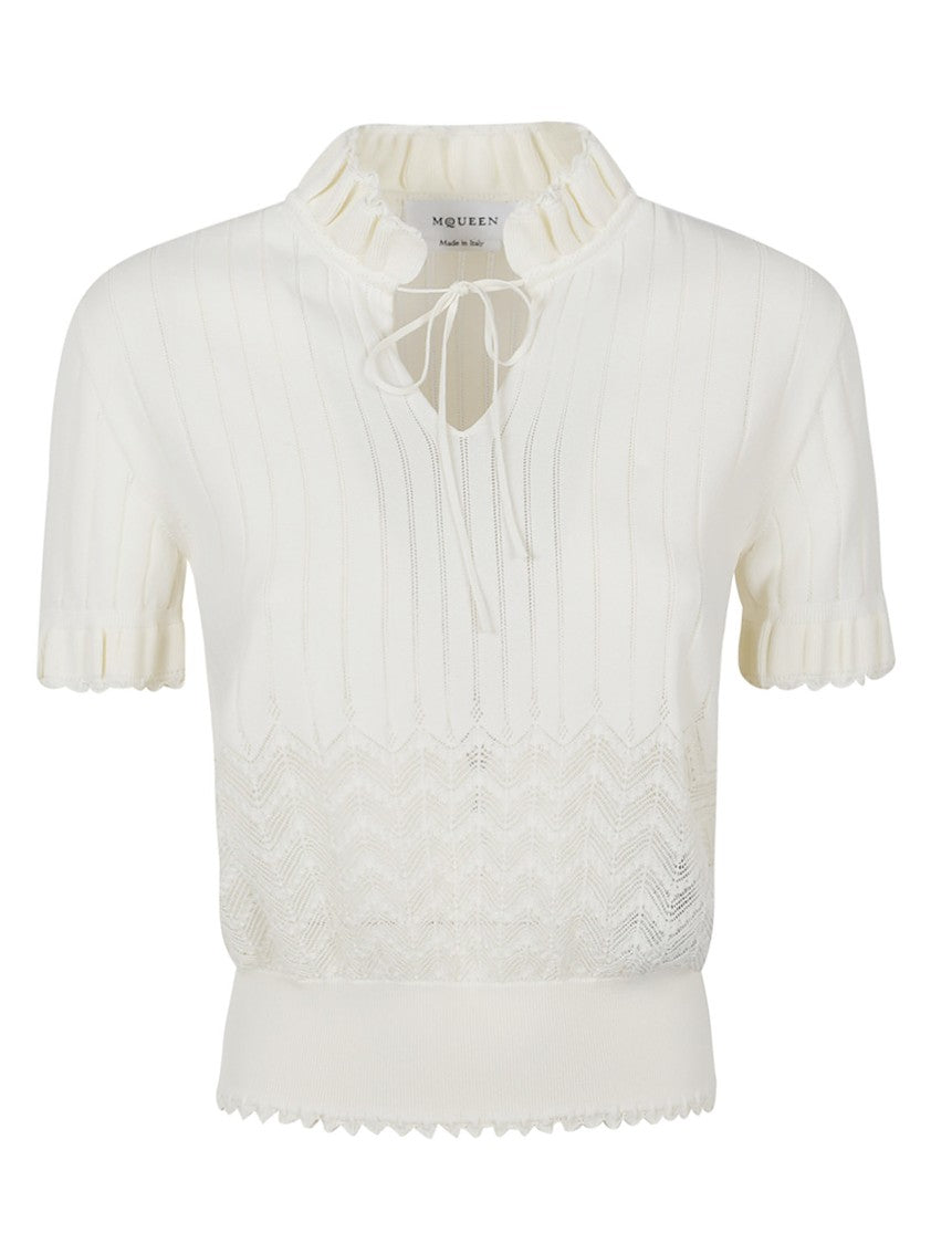 Alexander Mcqueen Ivory Viscose-Blend Pointed Turtleneck