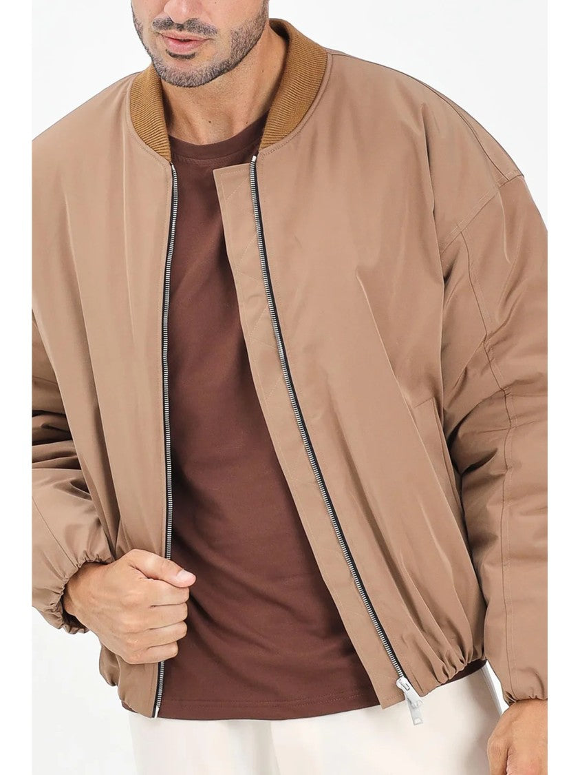 I M Brian Brown Padded Polyester Bomber Jacket