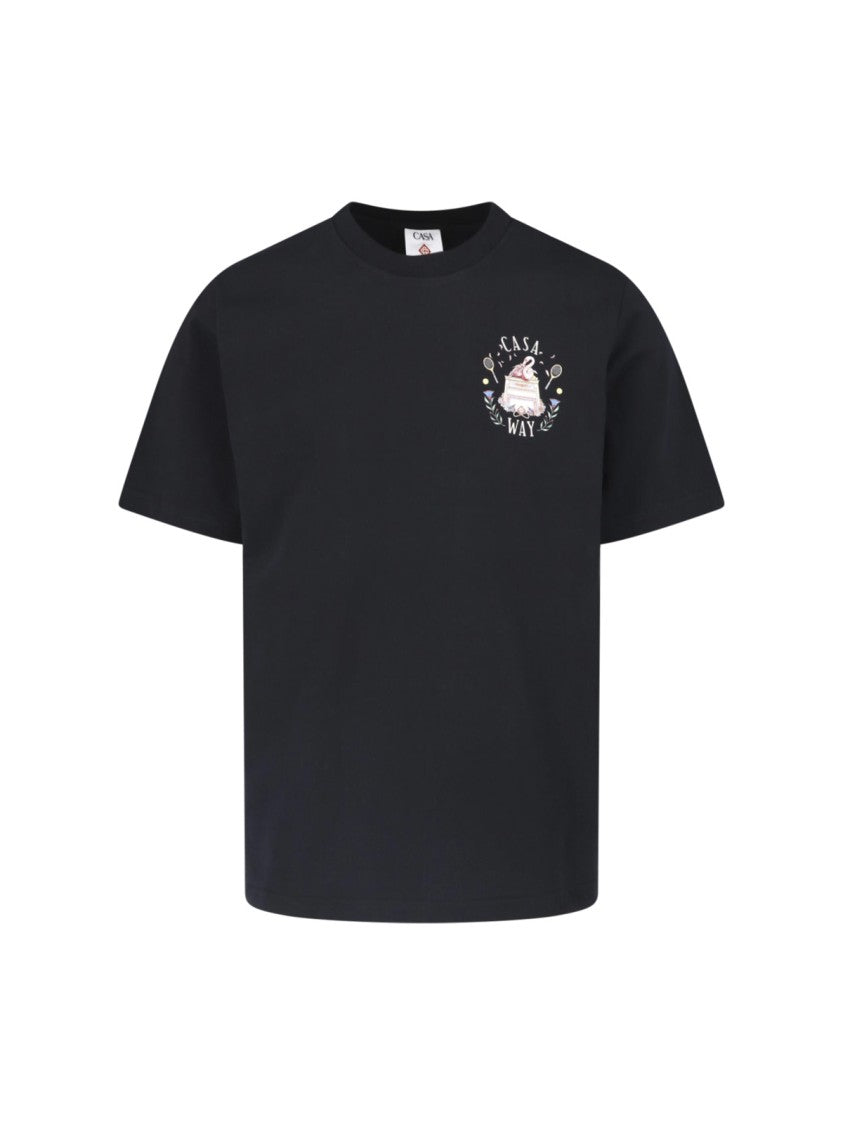 Casablanca Black Graphic T-Shirt With Casa Way Motif