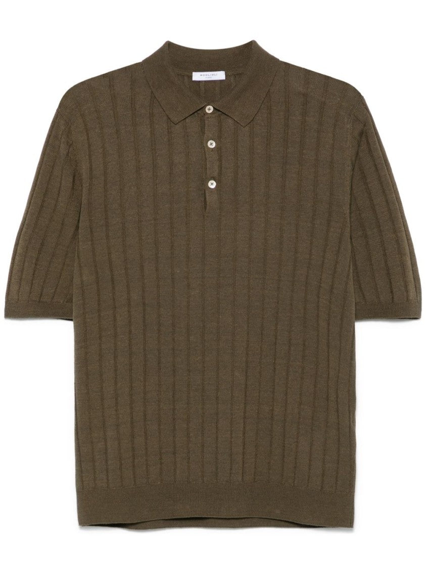 Boglioli Textured Ribbed Black Polo