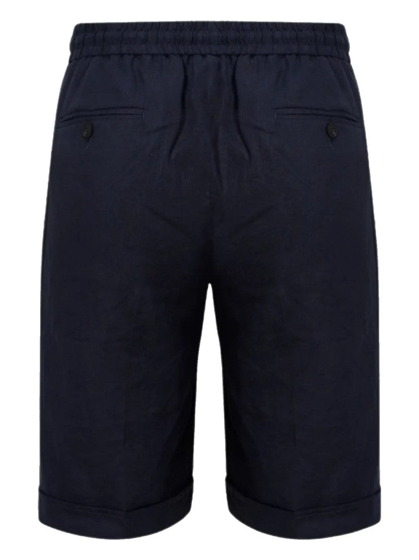 Gran Sasso Knee-Length Navy Blue Linen Shorts