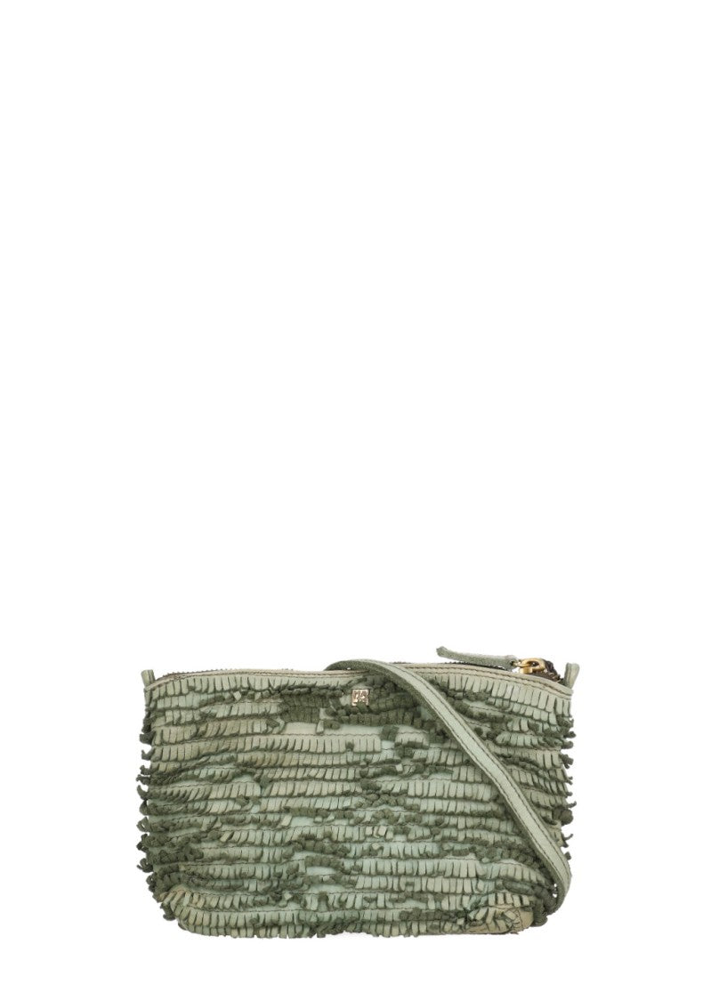 Majo Fringed Green Majo Leather Shoulder Bag