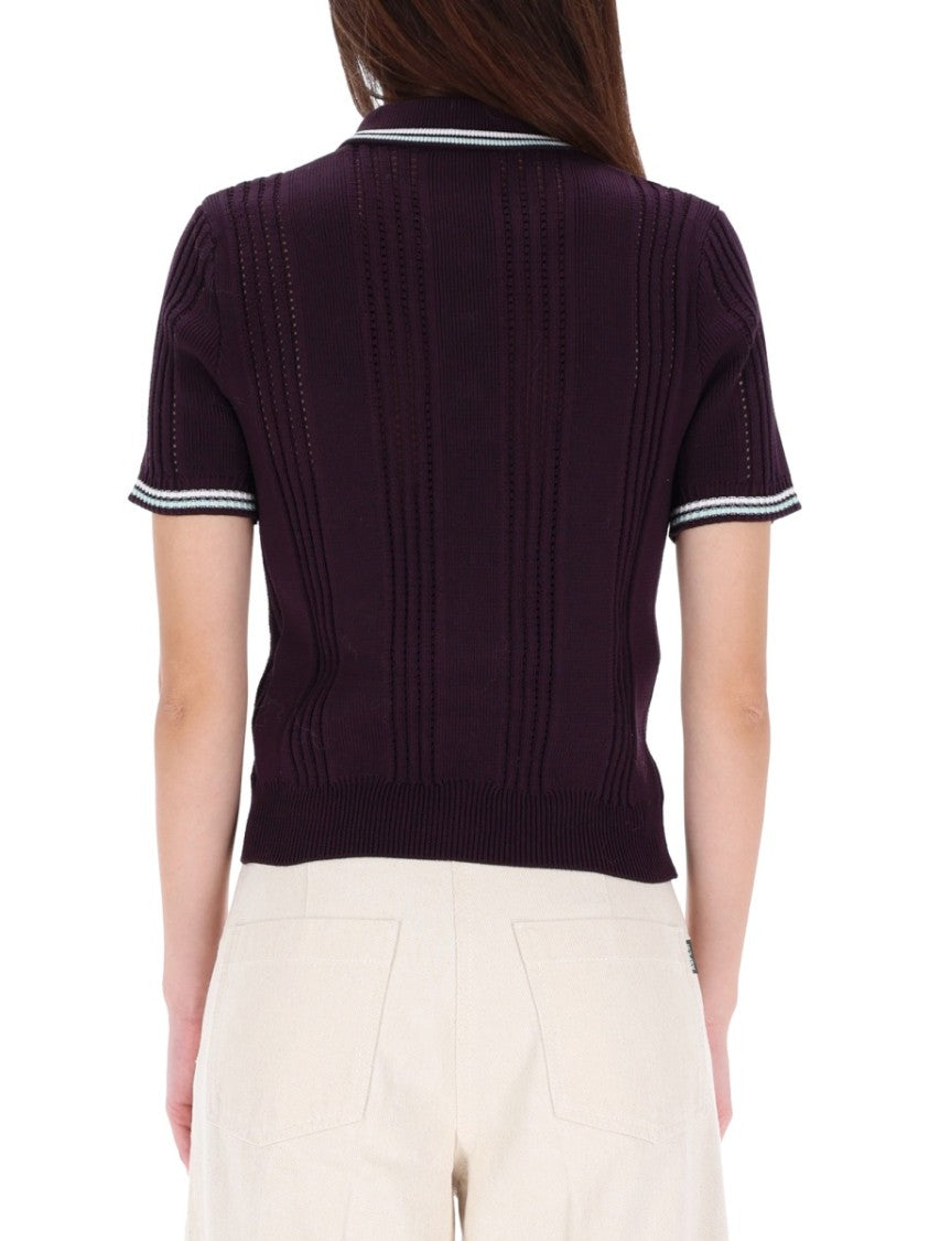Casablanca Textured Cotton Knit Polo Shirt With Contrasting Accents