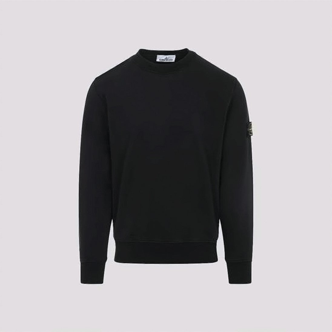 Stone Island Long-Sleeve Crewneck Black Sweatshirt With Distinctive Patch Logo