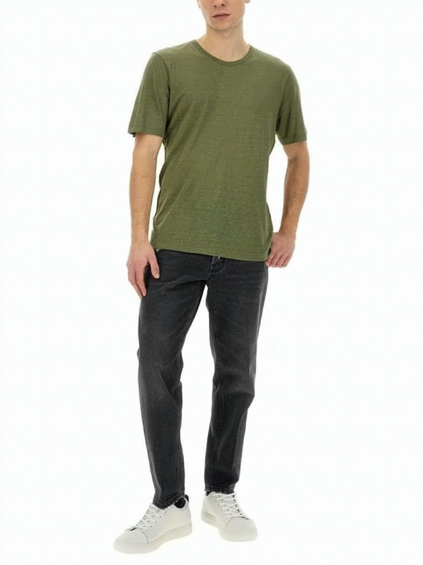 Lardini Short-Sleeve Linen T-Shirt With Crew Neckline And Relaxed Fit