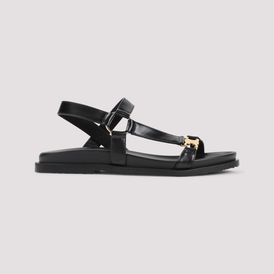 Celine Black Calfskin Triomphe Sandals