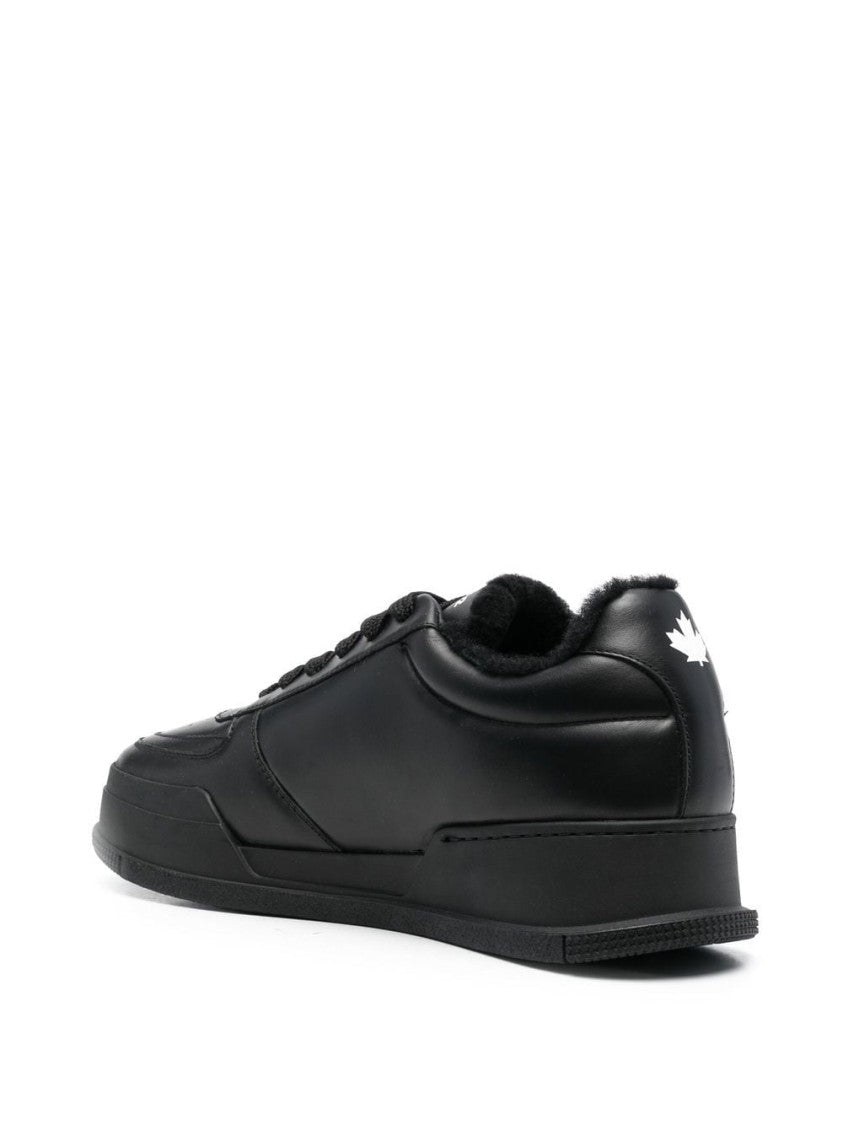 Dsquared2 Black Canadian Embossed Leather Low-Top Sneakers