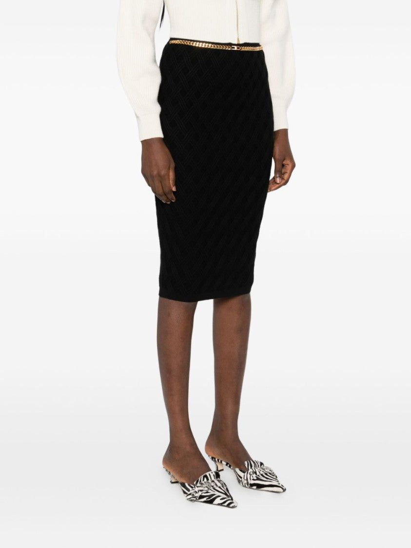 Elisabetta Franchi Skirt In Knit Fabric With Diamonds
