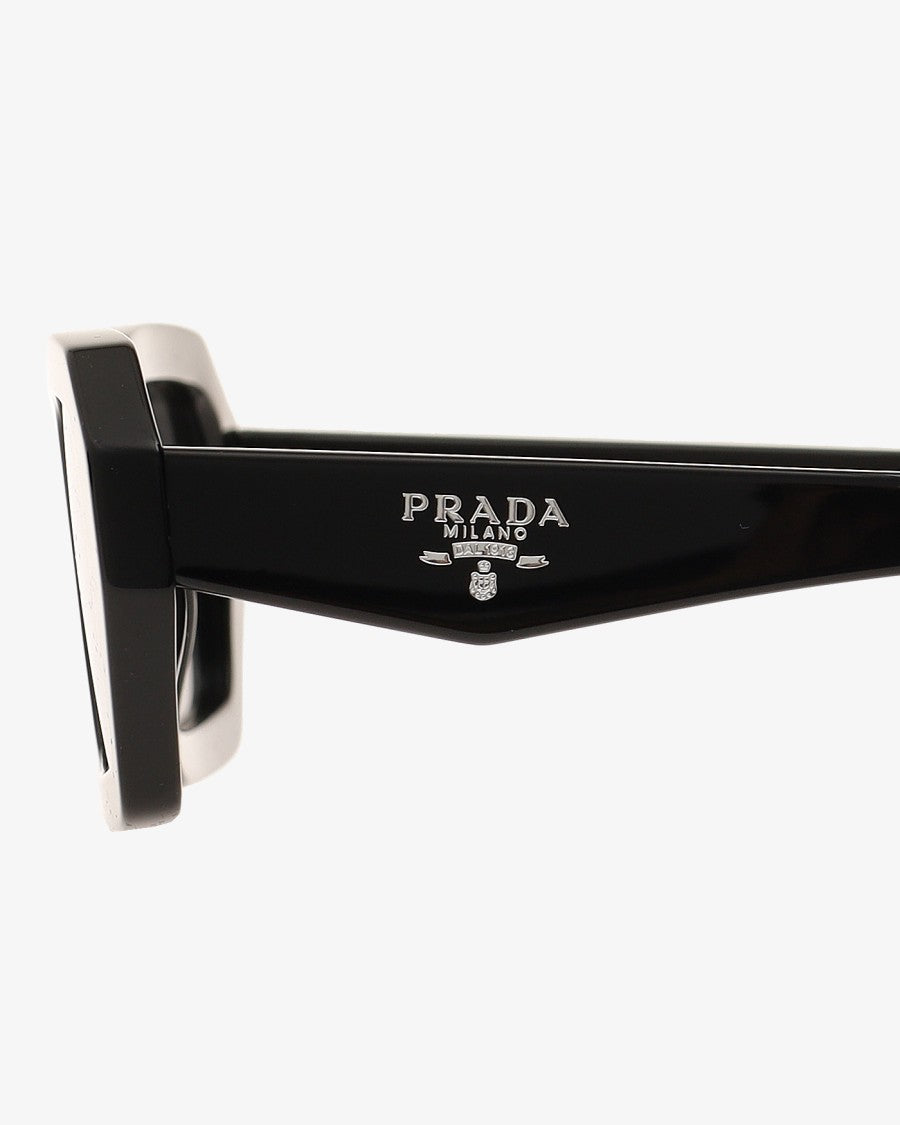 Prada Acetate Geometric Sunglasses With Dark Grey Lenses
