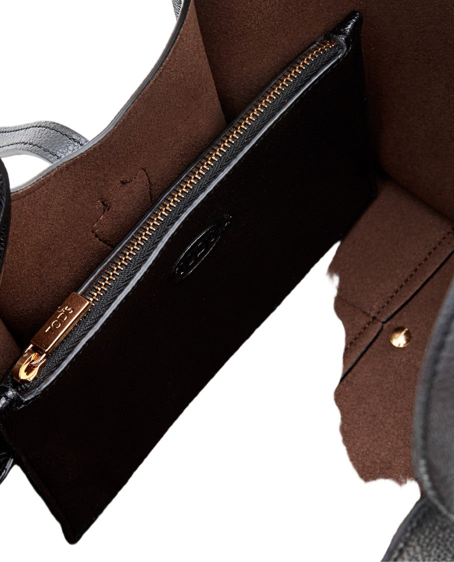 Tod's Structured Leather Shopping Bag With T Timeless Logo Pendant