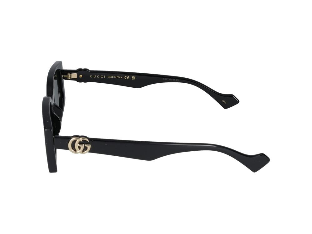 Gucci Black Metallic Logo Oversized Square Sunglasses