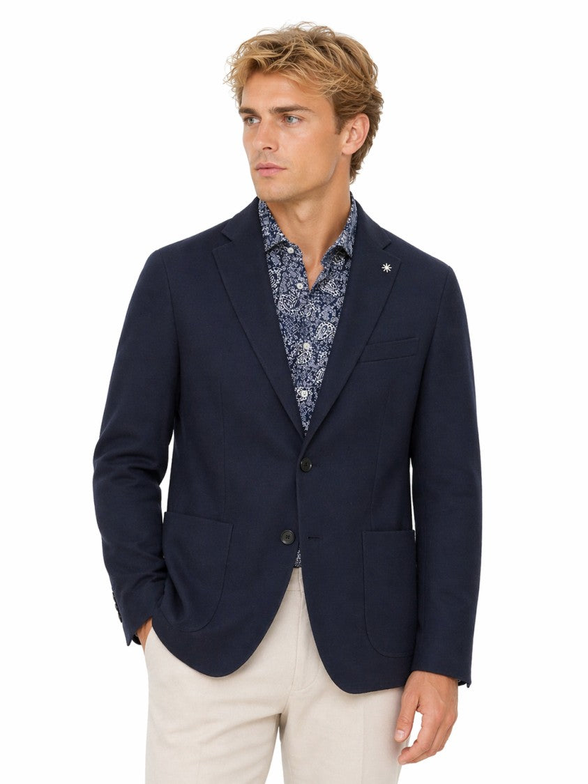 Manuel Ritz Navy Blue Half Lined Patch Jacket