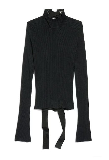 Balenciaga Fitted Black Sweater With Ribbed Texture