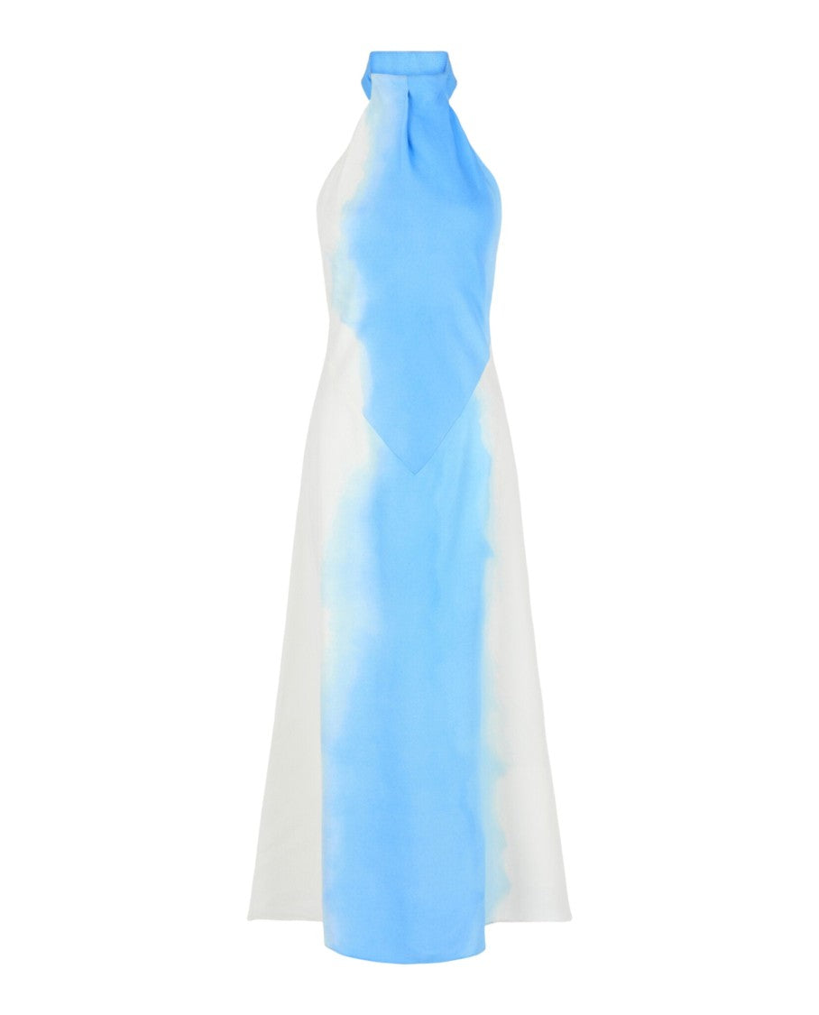 Ferragamo Halterneck Midi Dress With Abstract Dip-Dye Design