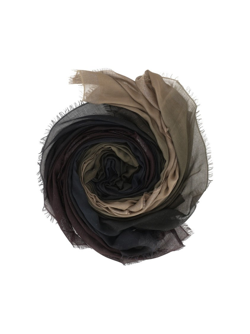 Faliero Sarti Gradient Earth Tones Scarf With Fringed Edges