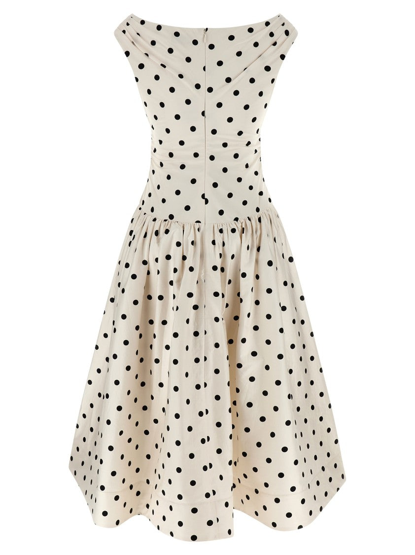 Self-Portrait 'Cream Polka Dot Cotton Midi' Dress