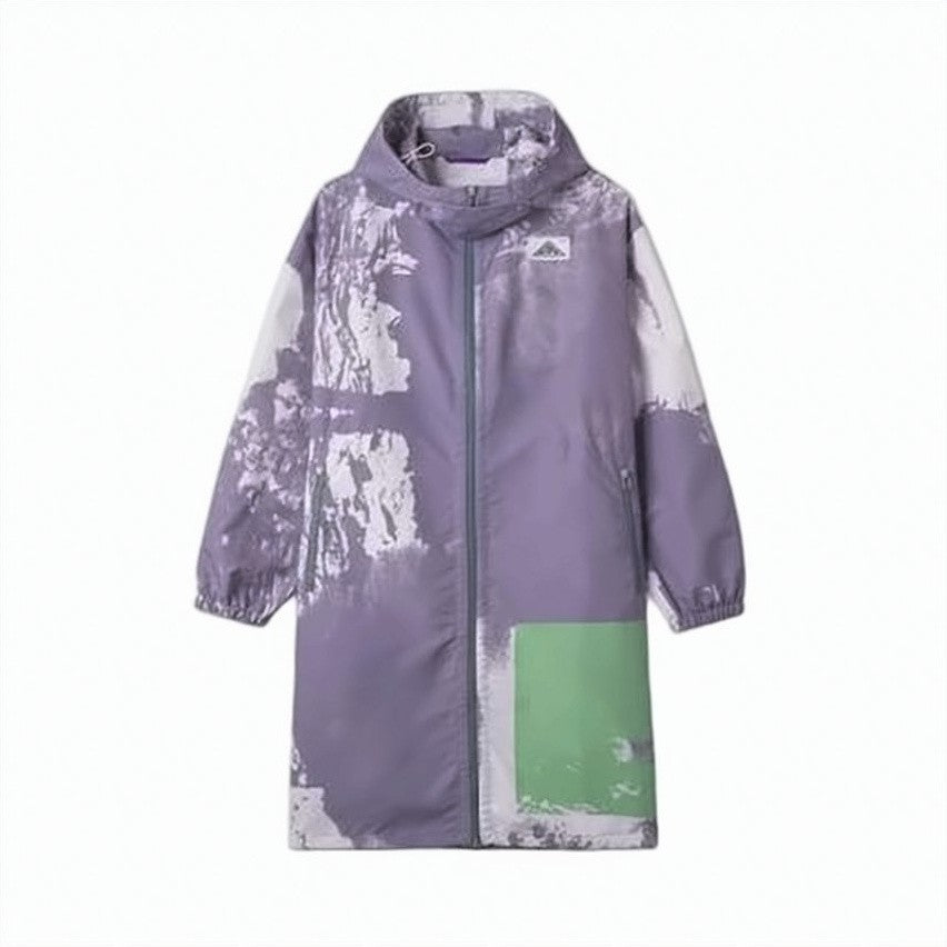 Adidas Hooded Long Jacket With Abstract Pattern