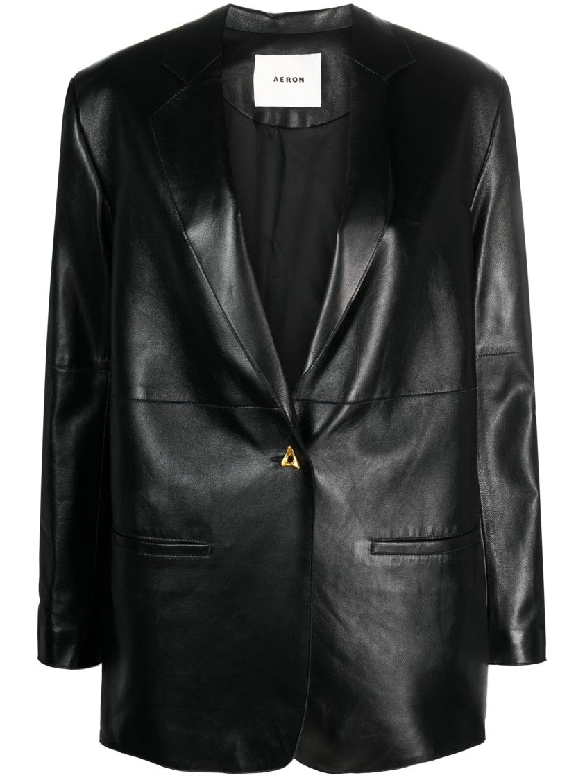 Aeron Tailored Sheep Leather Blazer With Notched Lapels
