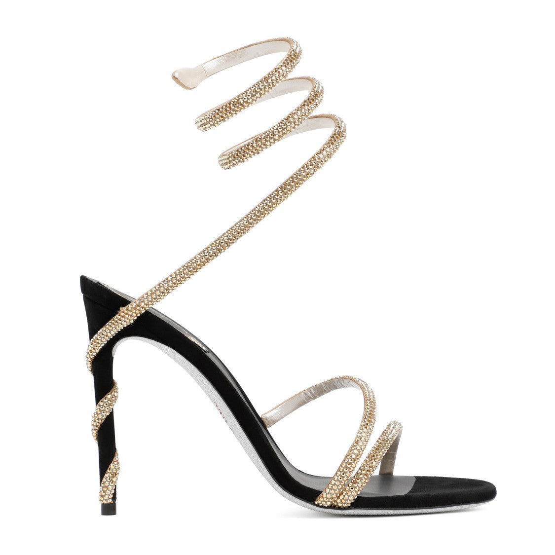 René Caovilla Crystal-Embellished Stiletto Sandals With Spiraled Strap