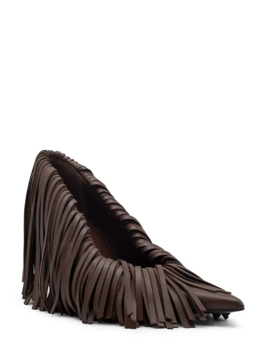 Gia Borghini Amelia Fringed Pointed-Toe Leather Pumps