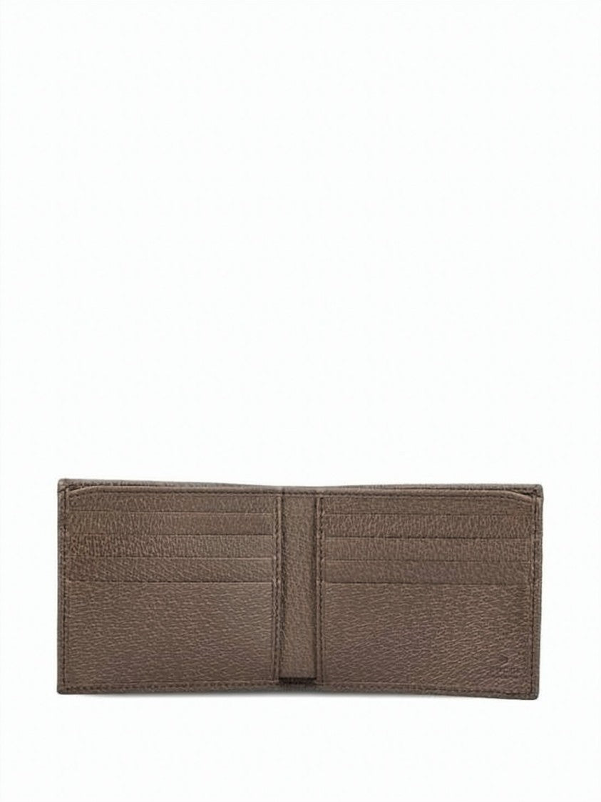 Gucci Compact Bifold Wallet With Signature Monogram And Gold-Tone Details