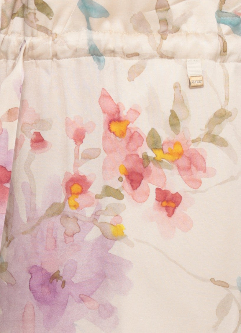 Herno Ivory Viscose Floral Day Dress